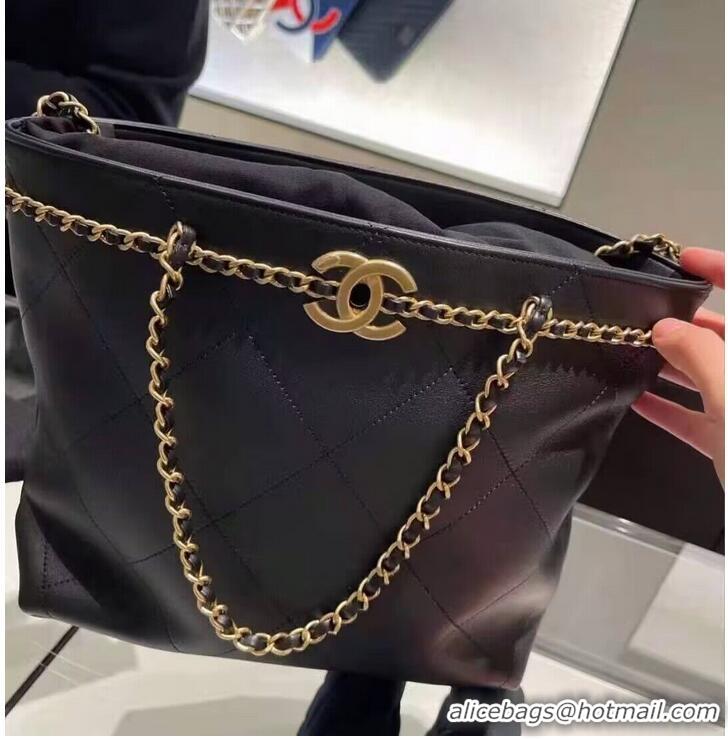 Best Price Chanel Original Leather Vintage Tote Shopping Bag AS2374 Black