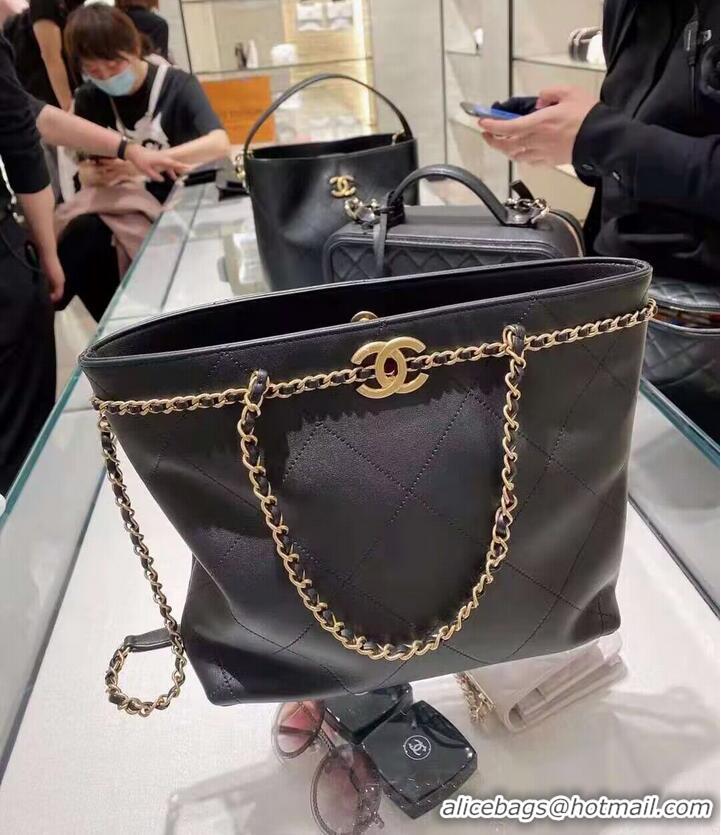 Best Price Chanel Original Leather Vintage Tote Shopping Bag AS2374 Black