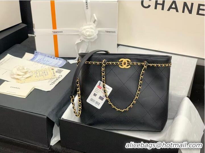 Best Price Chanel Original Leather Vintage Tote Shopping Bag AS2374 Black