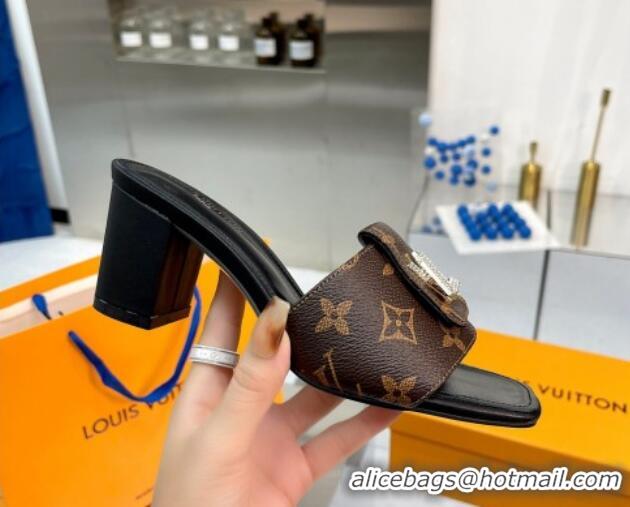 Most Popular Louis Vuitton Monogram Canvas Heel Slide Sandals with Foldover Crystals 1013014