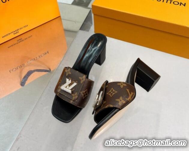 Most Popular Louis Vuitton Monogram Canvas Heel Slide Sandals with Foldover Crystals 1013014