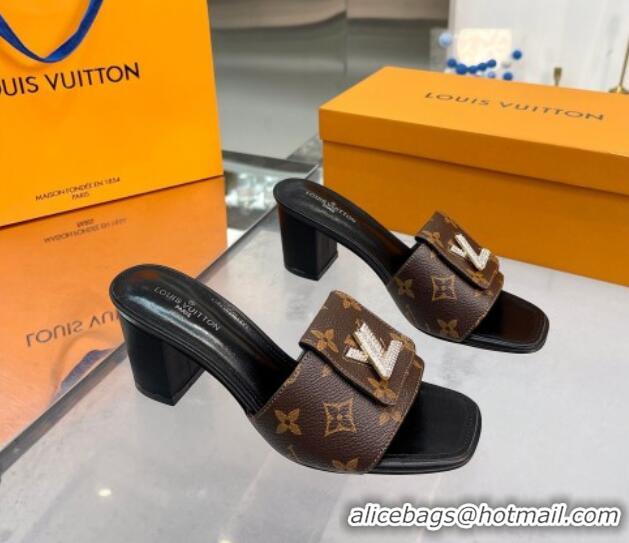 Most Popular Louis Vuitton Monogram Canvas Heel Slide Sandals with Foldover Crystals 1013014