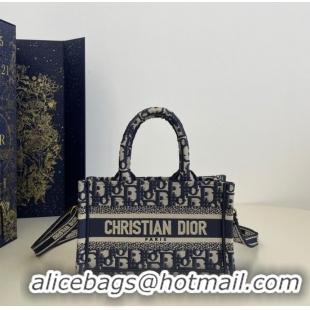 Trendy Design MINI DIOR BOOK TOTE WITH STRAP Blue and Beige Dior Oblique Embroidery S5573