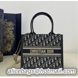 Shop Discount SMALL DIOR BOOK TOTE Ecru and Blue Dior Oblique Embroidery M1265ZRI