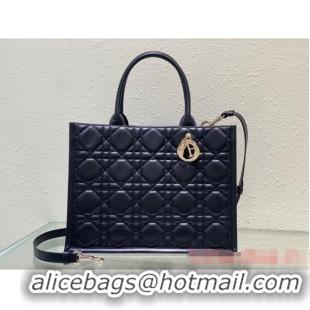 Top Quality MEDIUM DIOR BOOK TOTE Black Calfskin M1296ZG