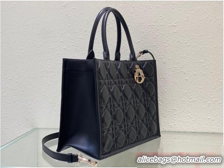 Top Quality MEDIUM DIOR BOOK TOTE Black Calfskin M1296ZG