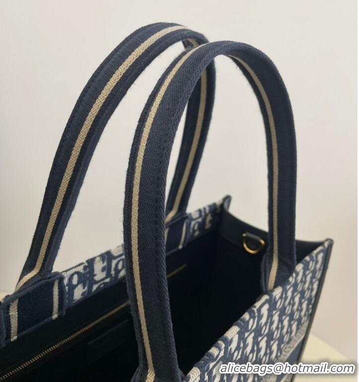 Promotional MEDIUM DIOR BOOK TOTE Ecru and Blue Dior Oblique Embroidery M1296ZRIW