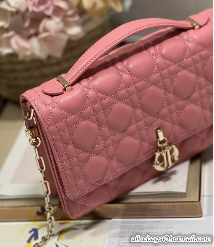 Well Crafted MISS DIOR TOP HANDLE BAG Melocoton Pink Cannage Lambskin M0997ON