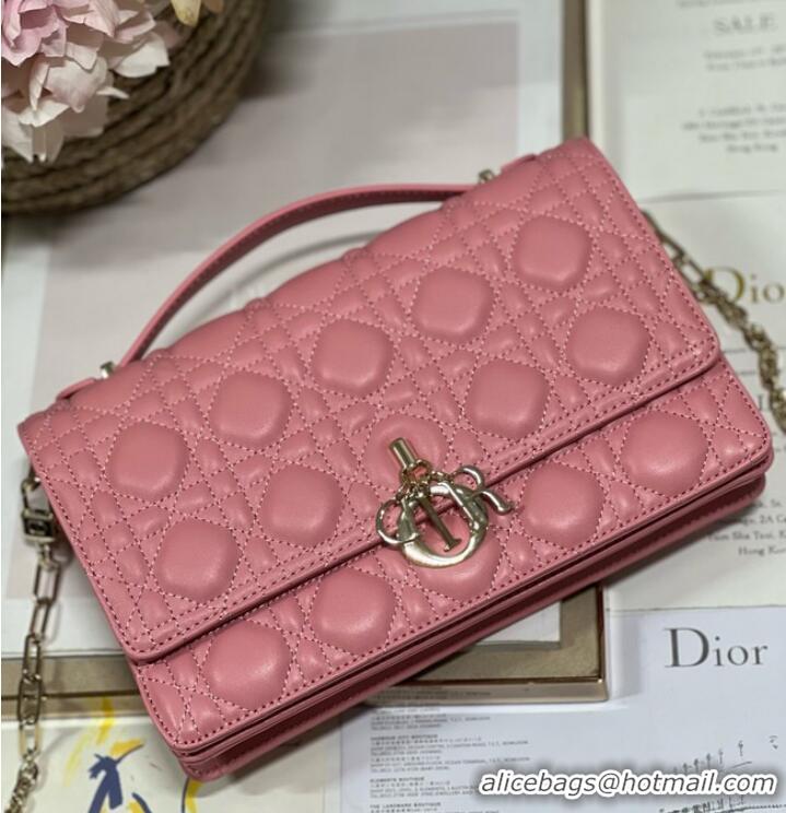 Well Crafted MISS DIOR TOP HANDLE BAG Melocoton Pink Cannage Lambskin M0997ON