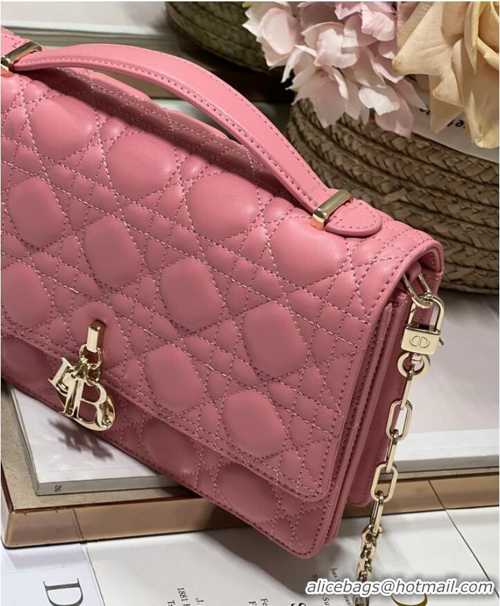 Well Crafted MISS DIOR TOP HANDLE BAG Melocoton Pink Cannage Lambskin M0997ON