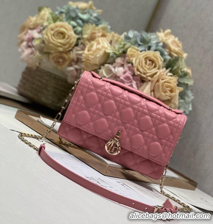 Well Crafted MISS DIOR TOP HANDLE BAG Melocoton Pink Cannage Lambskin M0997ON