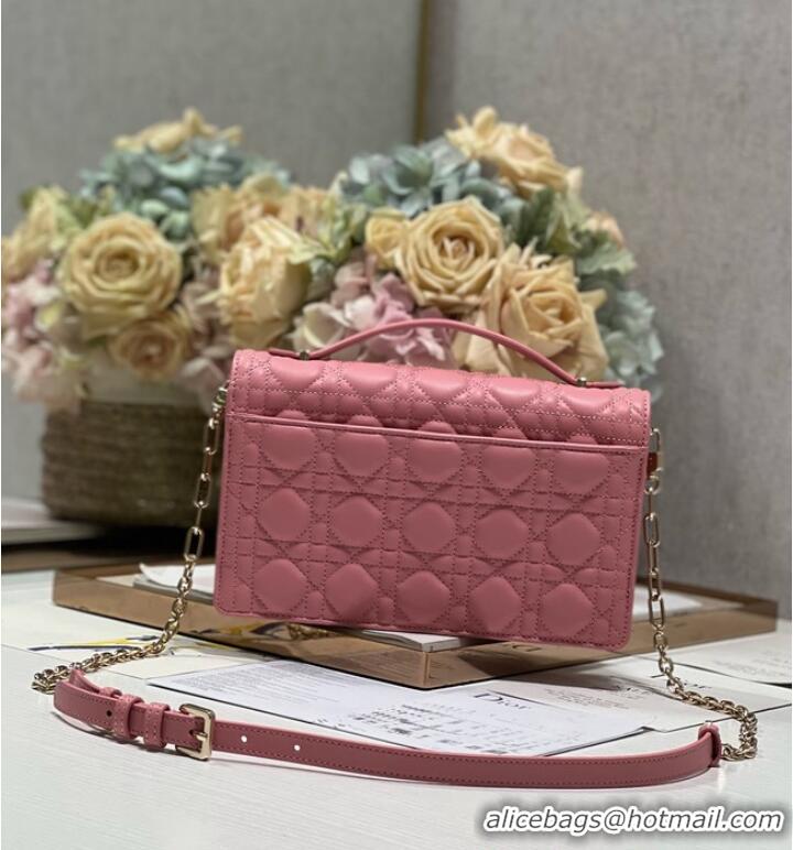 Well Crafted MISS DIOR TOP HANDLE BAG Melocoton Pink Cannage Lambskin M0997ON