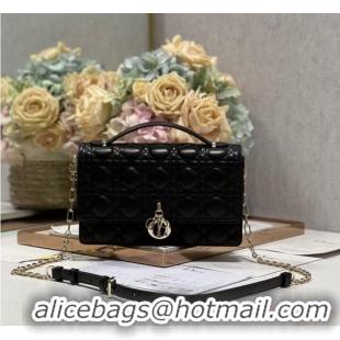 Top Grade MISS DIOR TOP HANDLE BAG black Cannage Lambskin M0997ON