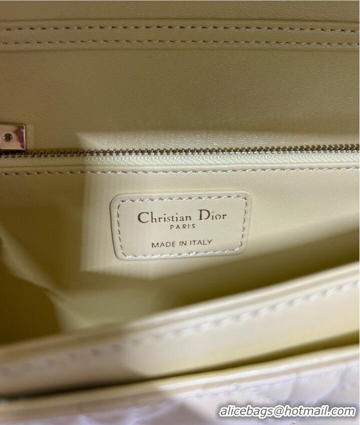 Inexpensive MISS DIOR TOP HANDLE BAG Pastel Yellow Cannage Lambskin M0997ON