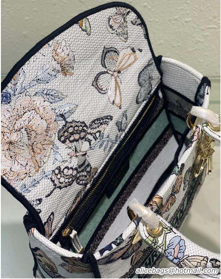 Promotional MEDIUM LADY D-LITE BAG White Multicolor Toile de Jouy Mexico Embroidery M0565O