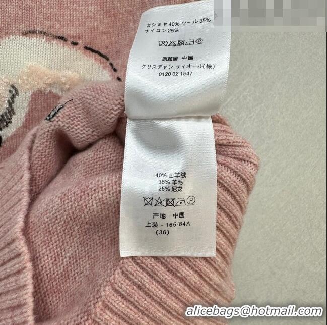 Buy Discount Dior Cashmere and Wool Short-sleeved Sweater D110914 Pink 2023