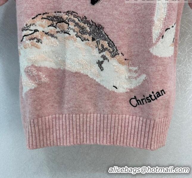 Buy Discount Dior Cashmere and Wool Short-sleeved Sweater D110914 Pink 2023