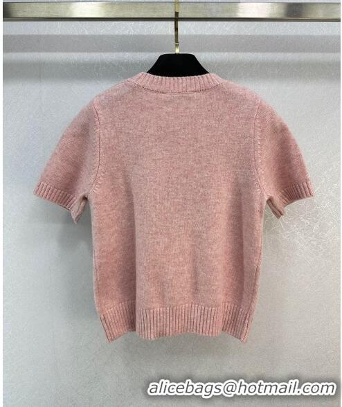 Buy Discount Dior Cashmere and Wool Short-sleeved Sweater D110914 Pink 2023