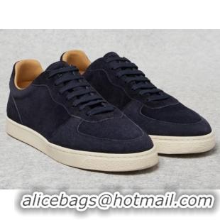 Grade Design Bruno Cucinelli Washed Suede Sneakers With Natural Rubber Sole C6465 Blue For Men