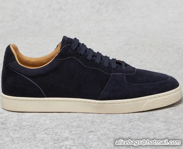 Grade Design Bruno Cucinelli Washed Suede Sneakers With Natural Rubber Sole C6465 Blue For Men