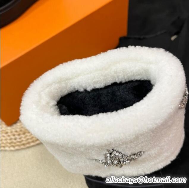 Classic Hot Louis Vuitton Snowdrop Shearling and Suede Flat Ankle Boots with Crystals Black/White 1016028