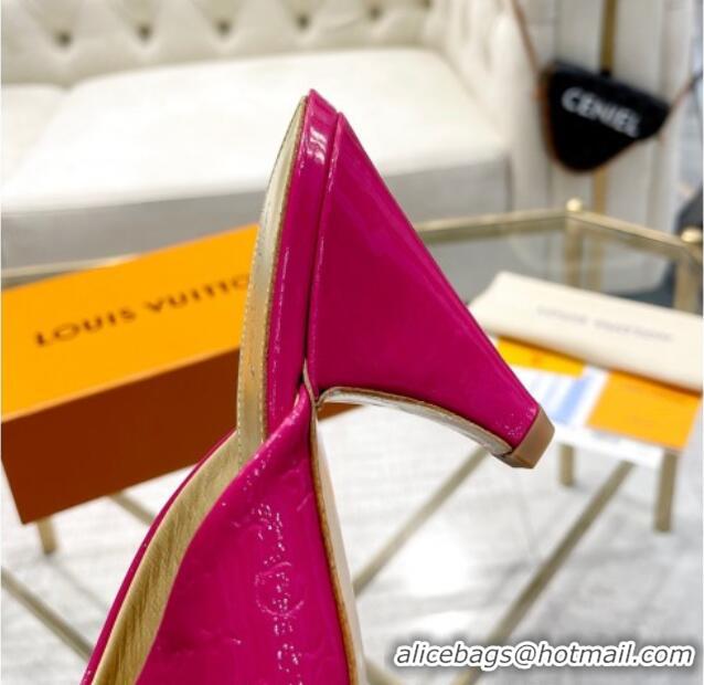 Best Price Louis Vuitton Super Heel Slide Sandals 9cm Monogram-Debossed Patent Leather Dark Pink 1016109