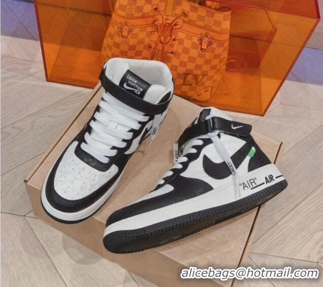 Purchase Louis Vuitton and Nike Air Jordan AJ1 High-top Sneakers in Leather and Canvas Black/White 1016124