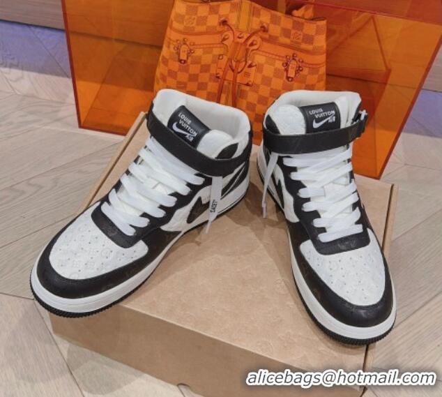 Purchase Louis Vuitton and Nike Air Jordan AJ1 High-top Sneakers in Leather and Canvas Black/White 1016124