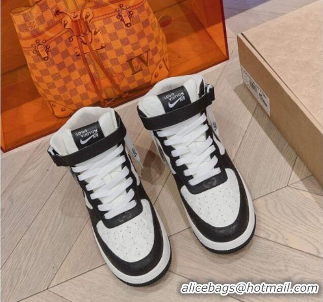 Purchase Louis Vuitton and Nike Air Jordan AJ1 High-top Sneakers in Leather and Canvas Black/White 1016124