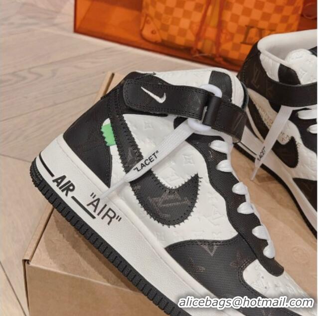 Purchase Louis Vuitton and Nike Air Jordan AJ1 High-top Sneakers in Leather and Canvas Black/White 1016124