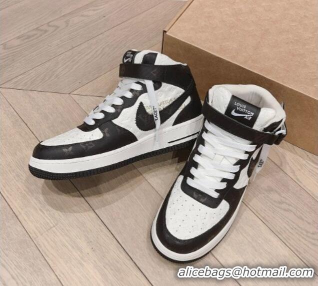 Purchase Louis Vuitton and Nike Air Jordan AJ1 High-top Sneakers in Leather and Canvas Black/White 1016124