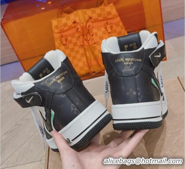 Purchase Louis Vuitton and Nike Air Jordan AJ1 High-top Sneakers in Leather and Canvas Black/White 1016124