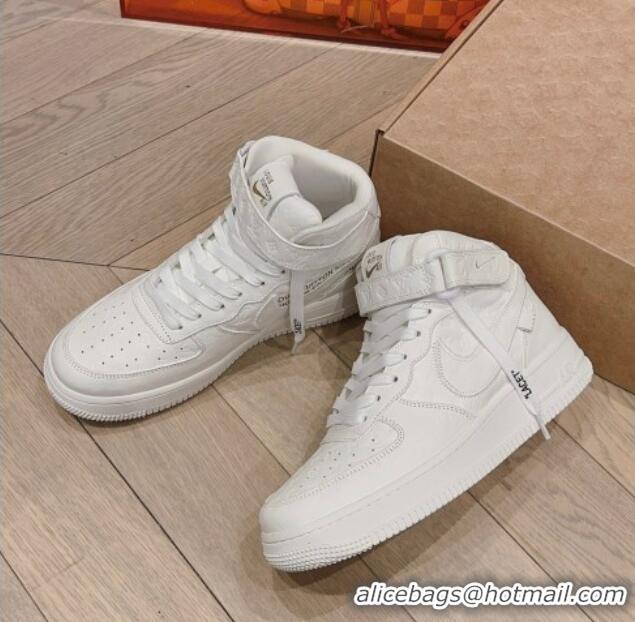 Low Price Louis Vuitton and Nike Air Jordan AJ1 High-top Sneakers in Calf Leather White 016127