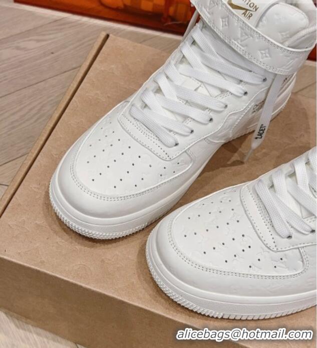 Low Price Louis Vuitton and Nike Air Jordan AJ1 High-top Sneakers in Calf Leather White 016127