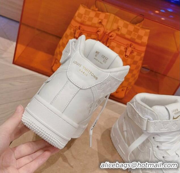 Low Price Louis Vuitton and Nike Air Jordan AJ1 High-top Sneakers in Calf Leather White 016127