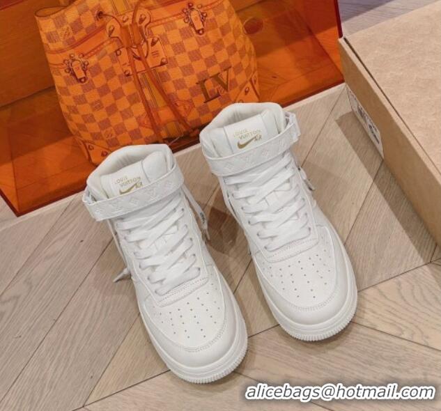 Low Price Louis Vuitton and Nike Air Jordan AJ1 High-top Sneakers in Calf Leather White 016127