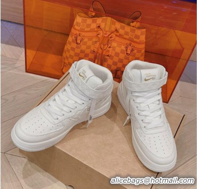 Low Price Louis Vuitton and Nike Air Jordan AJ1 High-top Sneakers in Calf Leather White 016127