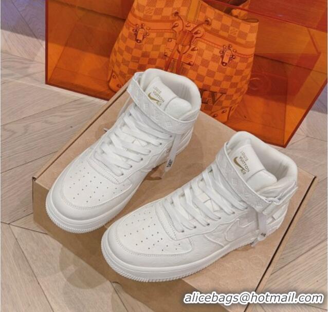 Low Price Louis Vuitton and Nike Air Jordan AJ1 High-top Sneakers in Calf Leather White 016127