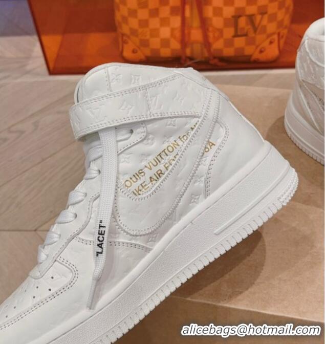 Low Price Louis Vuitton and Nike Air Jordan AJ1 High-top Sneakers in Calf Leather White 016127