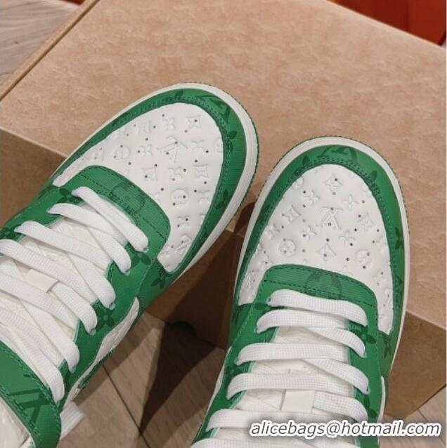 Good Quality Louis Vuitton and Nike Air Jordan AJ1 High-top Sneakers in Leather and Canvas Green 016128