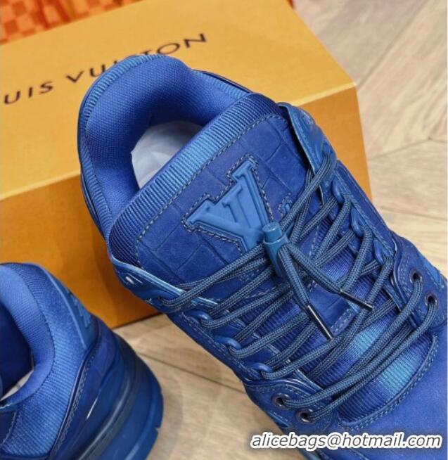 Top Quality Louis Vuitton LV Trainer Maxi Sneakers in Stone Embossed Leather Blue 025123