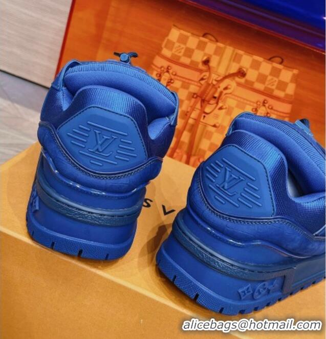 Top Quality Louis Vuitton LV Trainer Maxi Sneakers in Stone Embossed Leather Blue 025123