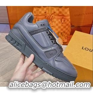 Super Quality Louis Vuitton LV Trainer Sneakers in Calf Leather Grey 025128