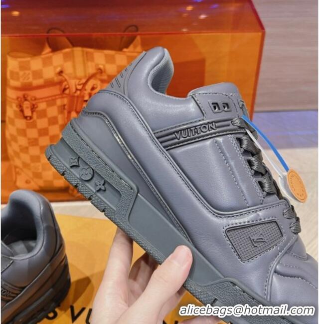 Super Quality Louis Vuitton LV Trainer Sneakers in Calf Leather Grey 025128