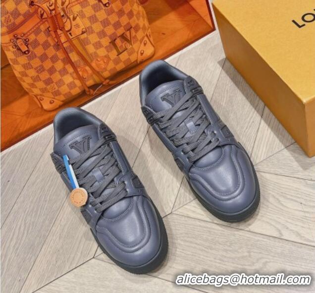 Super Quality Louis Vuitton LV Trainer Sneakers in Calf Leather Grey 025128