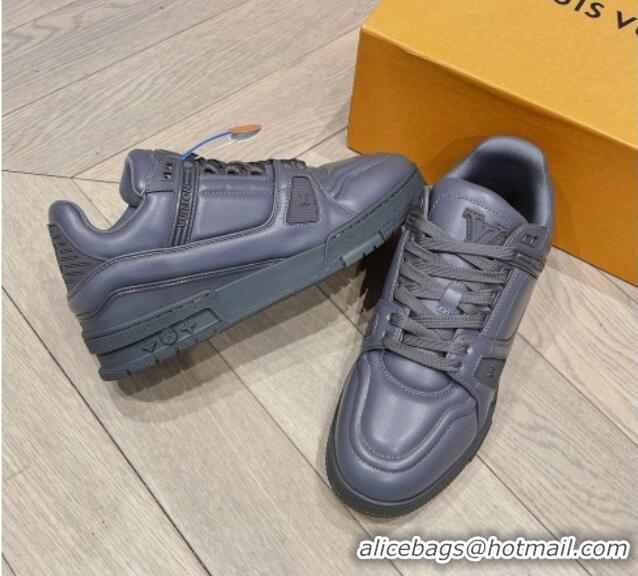 Super Quality Louis Vuitton LV Trainer Sneakers in Calf Leather Grey 025128