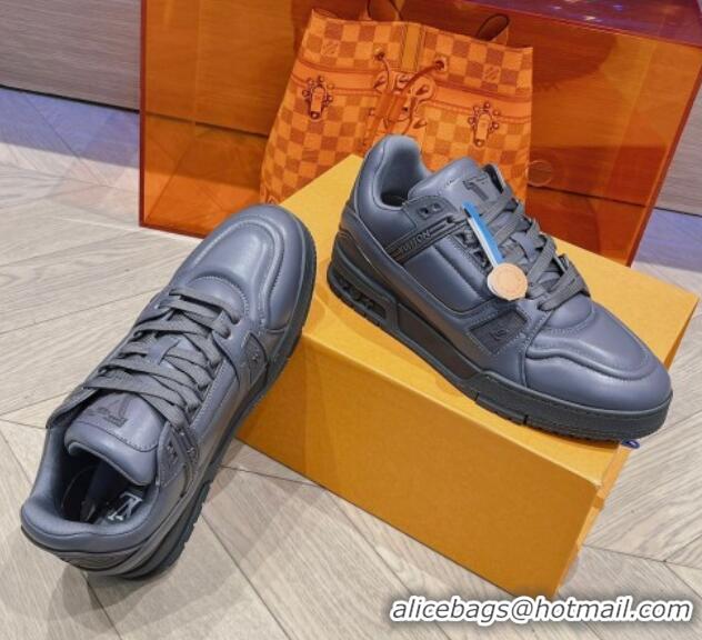 Super Quality Louis Vuitton LV Trainer Sneakers in Calf Leather Grey 025128