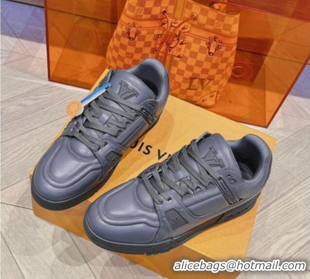 Super Quality Louis Vuitton LV Trainer Sneakers in Calf Leather Grey 025128