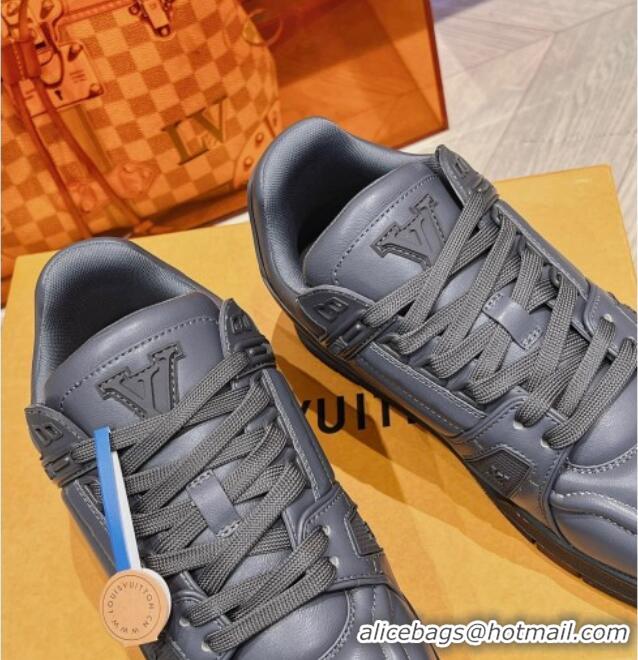 Super Quality Louis Vuitton LV Trainer Sneakers in Calf Leather Grey 025128