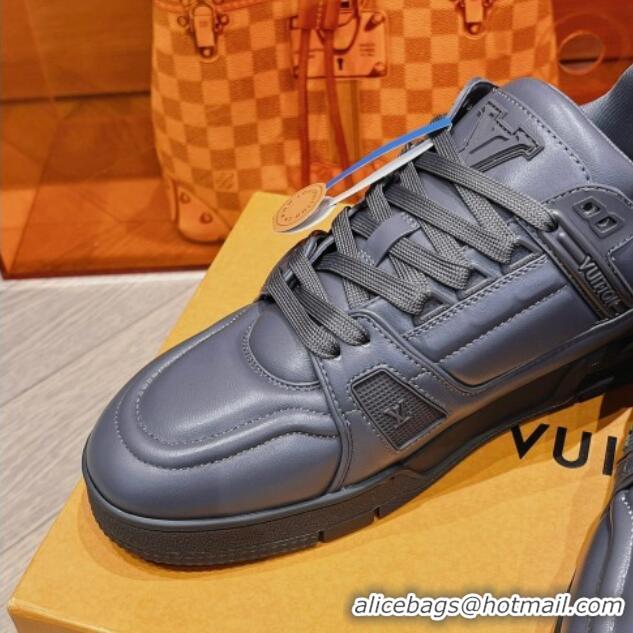 Super Quality Louis Vuitton LV Trainer Sneakers in Calf Leather Grey 025128